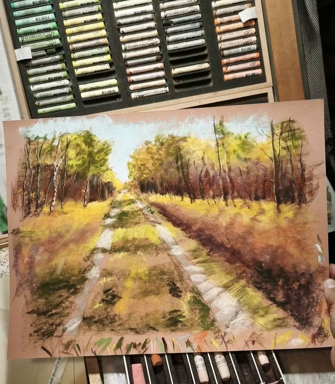 Sheri Gordon's Roads Ahead painting in progress